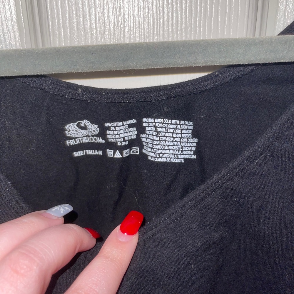 Black Cotton Shelf Bra - Picture 2 of 4